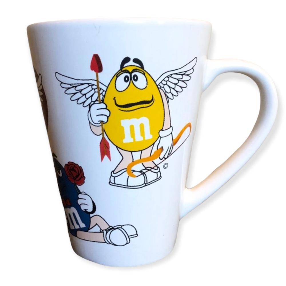 3/$20 M&M’s Candy Valentine’s Day Love Cupid Coffee Mug Tea Cup w/ Handle White